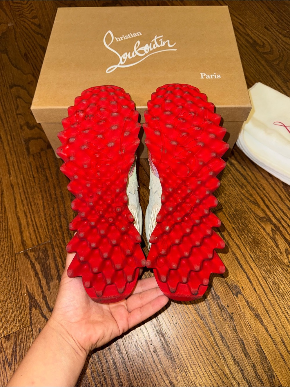 Size 38 Christian Louboutin Loubishark Iridescent Sneakers - Picture 8 of 10